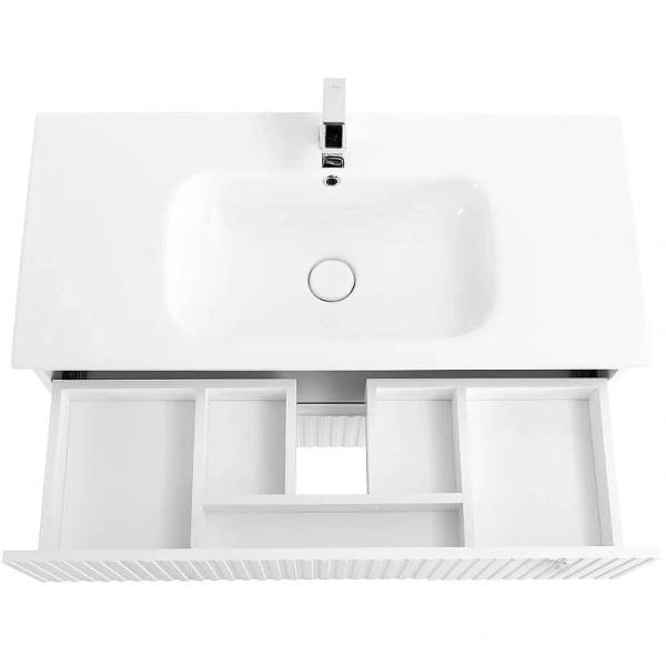 Тумба под раковину подвесная Cezares Duet 100 см bianco opaco DUET-1000-2C-SO-BO (детальная фотография), белая