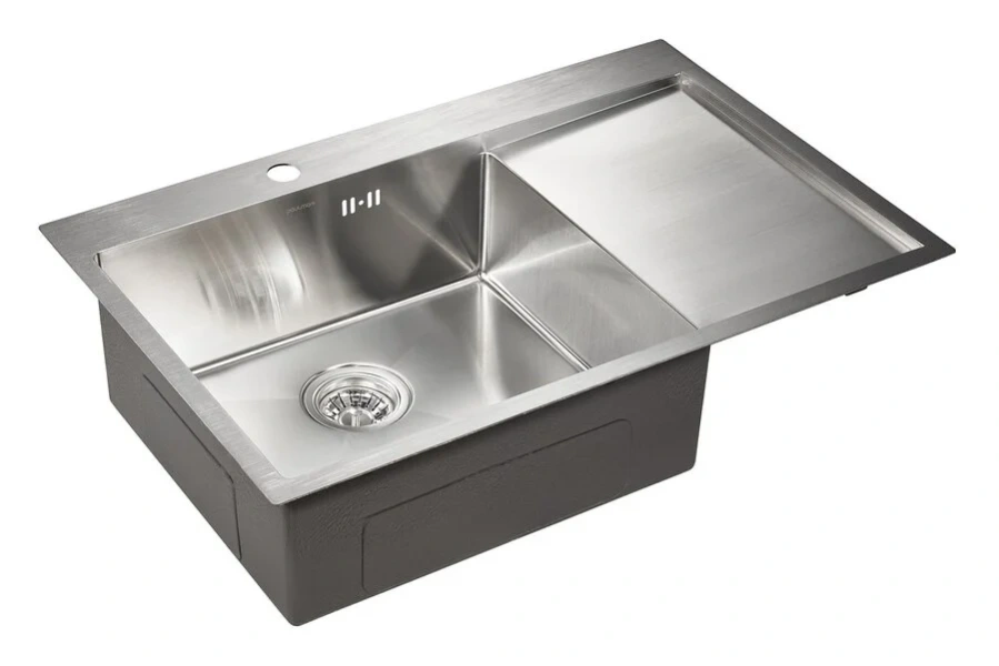 Мойка для кухни Paulmark Atlan PM217851 78 см прямоугольная (детальная фотография), из нержавеющей стали, стальные, металлические