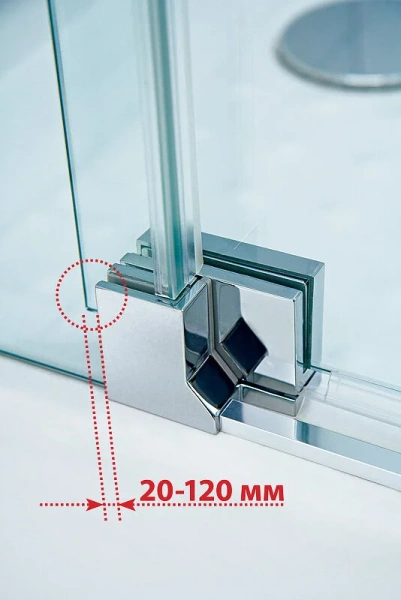 Душевой уголок Cezares Slider 100х90 см стекло серое профиль хром SLIDER-AH-1-90-90/100-GRIGIO-Cr (детальная фотография), 90х90, 100х90