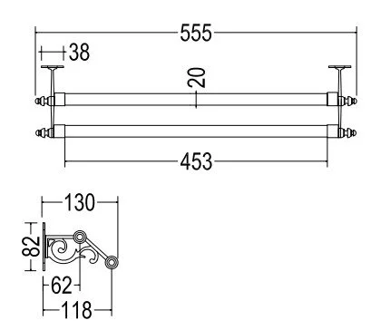 Полотенцедержатель для ванной двойной, цвет хром, Devon&Devon Mayfair DD100CR (детальная фотография), по запросу