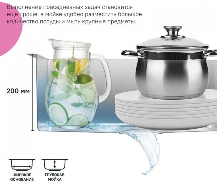 Мойка для кухни IDDIS Edifice 54 см графит EDI54G0i77 (детальная фотография), встраиваемые, интегрированные index_1