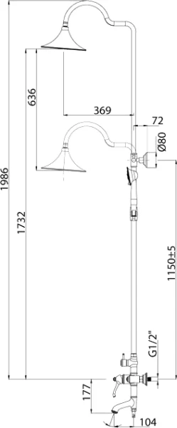 Душевая стойка, золото Lemark Greek LM5562GG (детальная фотография), современные, hi-tech