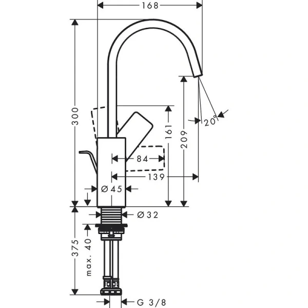 Смеситель для раковины Hansgrohe Vivenis белый матовый 75030700 (детальная фотография), для раковины