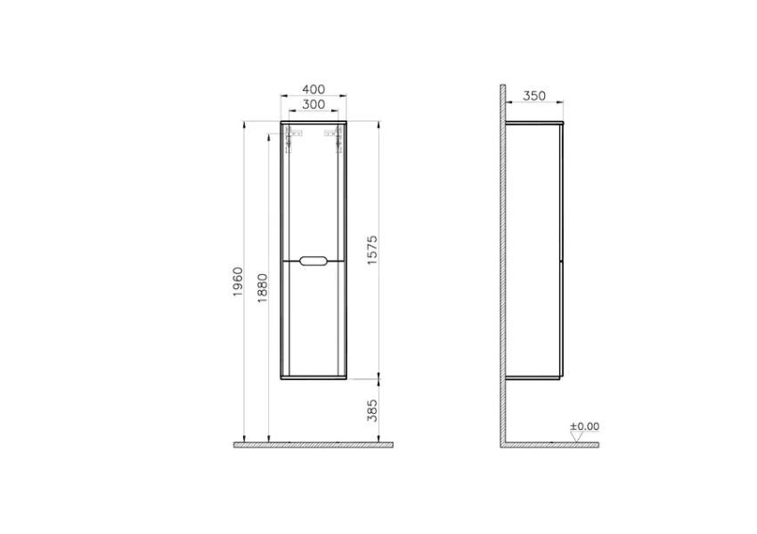 Шкаф-пенал напольный Vitra Sento с корзиной для белья 40 см 60854 (детальная фотография), нет в наличии