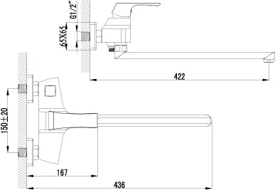 Смеситель для ванны Lemark Unit LM4517C (детальная фотография), для ванны