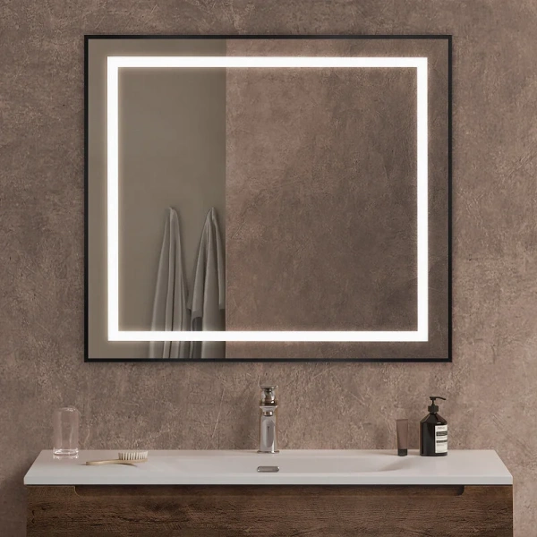 Зеркало с подсветкой BelBagno Kraft 90 см черное SPC-KRAFT-900-800-SENS-NERO (детальная фотография), современные, hi-tech