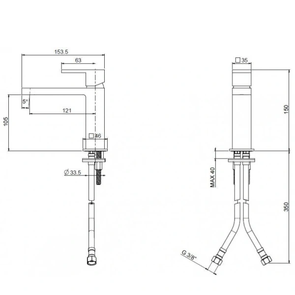 Смеситель для раковины Cezares UNIKA-LSM1 однорычажный (детальная фотография), для раковины