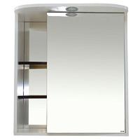 Зеркальный шкаф, зеркало справа, полочки слева, цвет белый/чёрный, Misty Венера