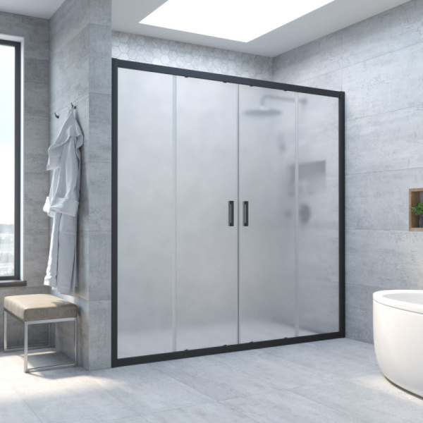Душевая дверь профиль черный матовый стекло сатин Vegas-glass Z2P 220 02M 10 (детальная фотография)