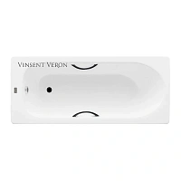Чугунная ванна Vinsent Veron Soissons VCN1707042H/VH0015BL, 170 x 70 см, ручки черные матовые, цвет белый