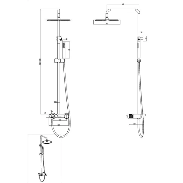 Душевая стойка Boheme Stick золото матовое 128-MG.3 (детальная фотография), современные, hi-tech, декорированные