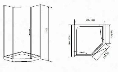 Душевой уголок Timo BY-839 прозр. (900) BY-839/90C (детальная фотография), современные, hi-tech