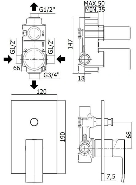 Смеситель для душа Paffoni Elle глянцевый хром EL015CR/M (детальная фотография), для душа