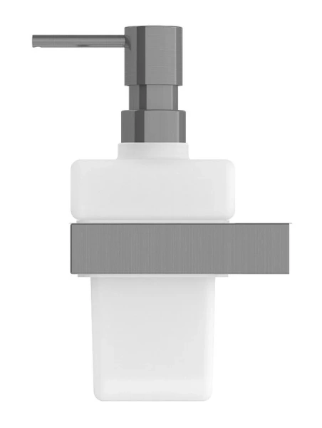 Дозатор для мыла Cezares Slider сатин SLIDER-SOIS-V-IN (детальная фотография), матовый хром, белые, комбинированные