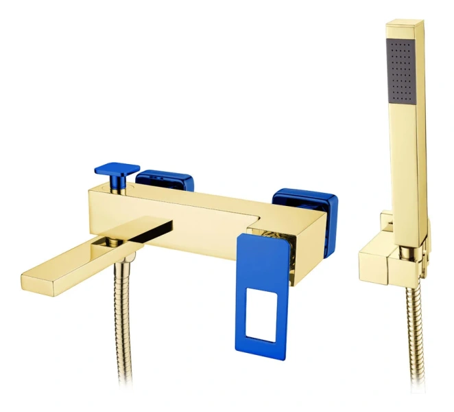 Смеситель для ванны Boheme Q золото/синий 143-GUV (детальная фотография)