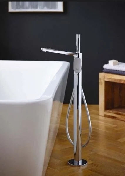 Смеситель для ванны Ideal Standard Tonic II напольный с душем A6347AA (детальная фотография), с душевой лейкой