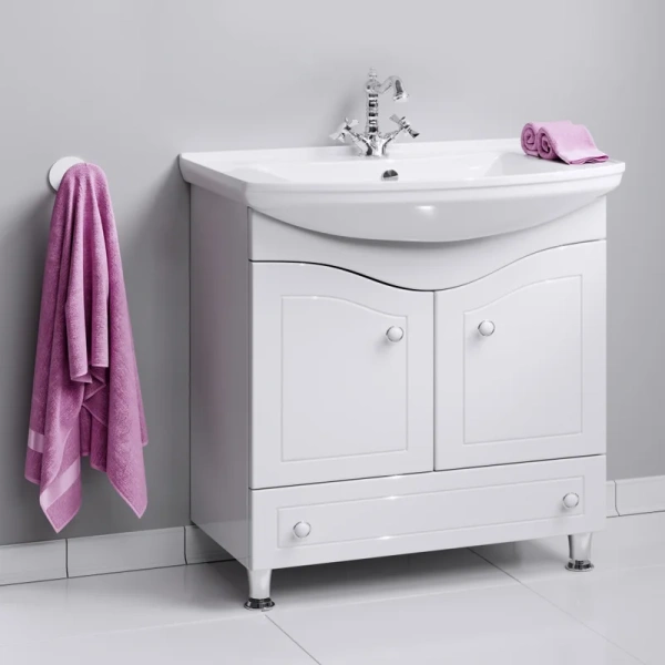 Тумба под раковину напольная Aqwella Франческа 85 см белая FR0108 (детальная фотография)