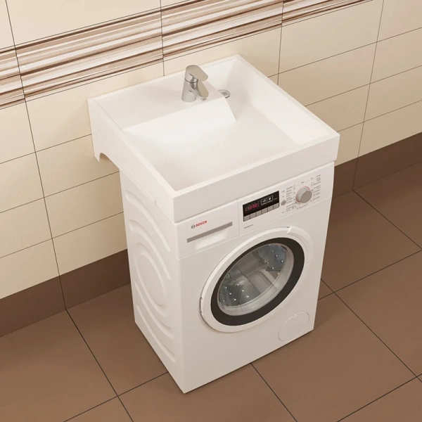 Раковина над стиральной машиной СанТа Юпитер 60 см с кронштейнами 900117 (детальная фотография), белые