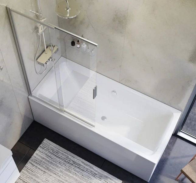 Ванна акриловая Am.Pm Inspire 2.0 180х80 см со шторкой WK52EB (детальная фотография), 180x80 см