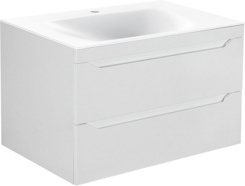 Тумба с раковиной подвесная Vincea Fine VMC-2F800 80,5 см с выдвижными ящиками (детальная фотография), современная, hi-tech