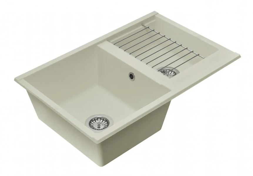 Мойка для кухни Акватон Делия 78 см жемчуг 1A723132DE240 (детальная фотография), белые