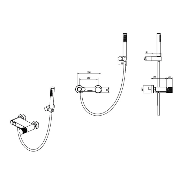 Смеситель для ванны Boheme Stick черный 123-BB.4 (детальная фотография), для ванны