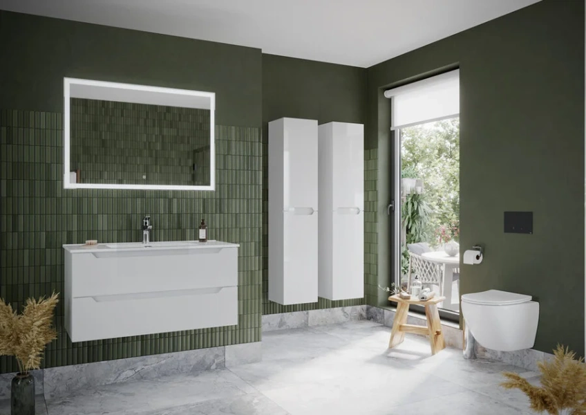 Тумба под раковину подвесная Sancos Norma 2.0 100 см белый глянец NR2.0100W (детальная фотография), моноблок