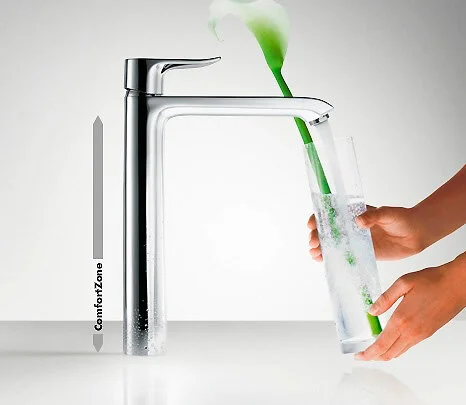 Смеситель для раковины Hansgrohe Metris однорычажный 31183000 (детальная фотография), высокие, с донным клапаном
