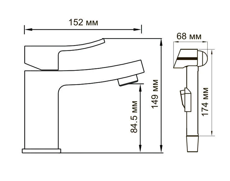 Смеситель с гигиеническим душем WasserKRAFT Aller хром 1068 (детальная фотография), для раковины