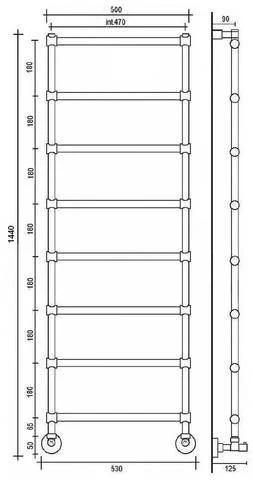 Полотенцесушитель водяной цвет:хром Margaroli 442-8, 8 секций 4424708CR (детальная фотография), с нижним подключением