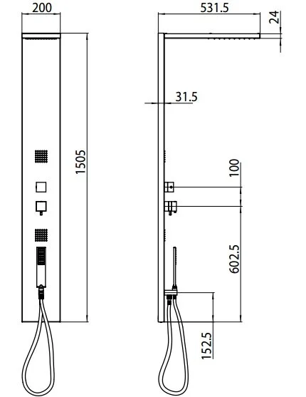 Душевая панель Bossini Manhattan   L00897.030 (детальная фотография), с тропическим душем