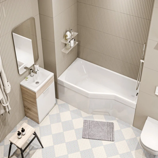 Ванна акриловая Creto Karmen 33-15075L/33-15075R, 150 x 75, левая/правая, белый (детальная фотография), без гидромассажа, недорогие