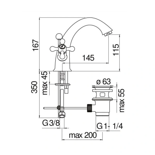 Смеситель для раковины Nobili Grazia золото GRC5118/6GDP (детальная фотография), для раковины