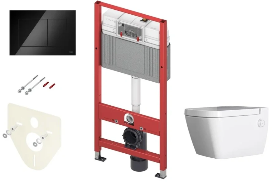 Унитаз с инсталляцией Tece TECEbase 2.0 клавиша черная глянцевая K440403.WC2 (детальная фотография)