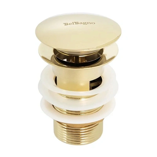 Донный клапан для раковины BelBagno с системой клик-клак, золото - фото 3