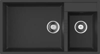 Мойка для кухни Omoikiri Tedori 86-2-LB-BL 86 см черная 4993932 (детальная фотография)