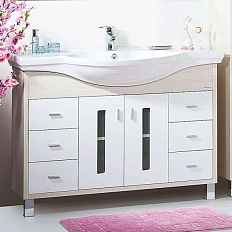 Тумба для раковины, цвет светлая лиственница/белый, Бриклаер Бали 120