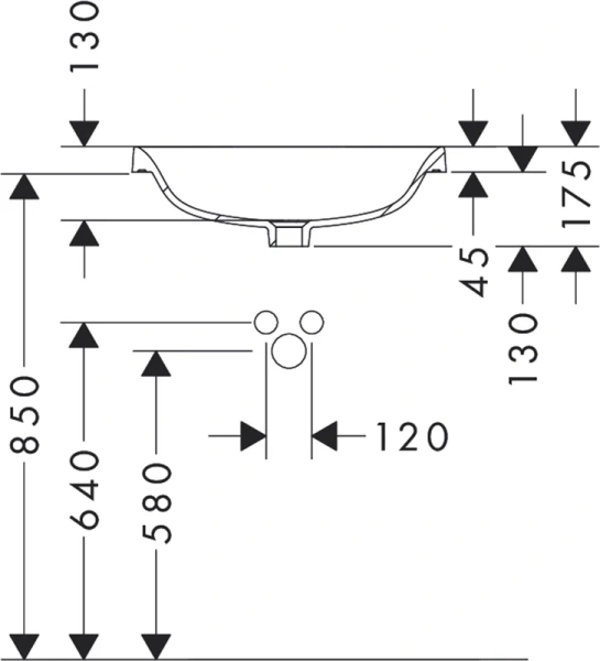 Раковина Hansgrohe Xuniva D 55 см белая 60156450 (детальная фотография), встраиваемые (в столешницу)