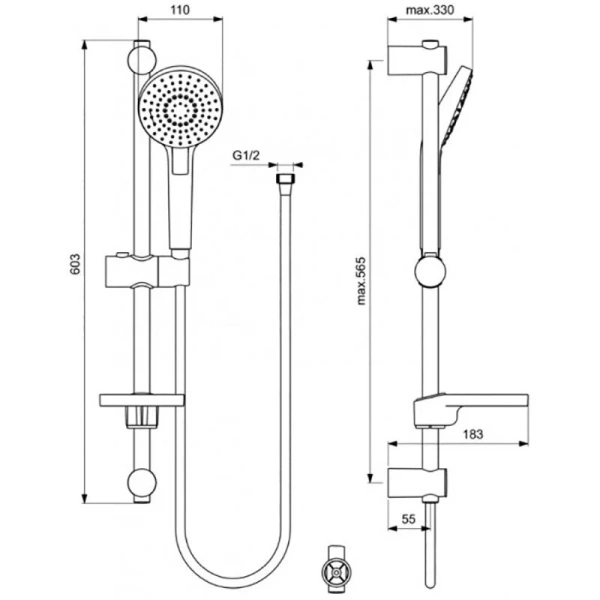 Душевой комплект Ideal Standard Ceraflex хром BD001AA (детальная фотография), душевые комплекты, наборы