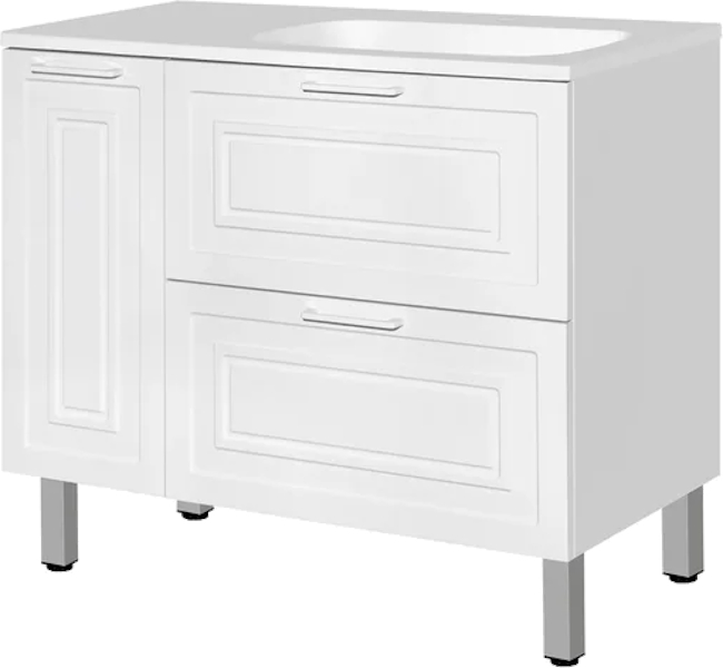 Тумба под раковину Style Line Альба 90 см правая, белая ЛС-000010054 (детальная фотография), моноблок