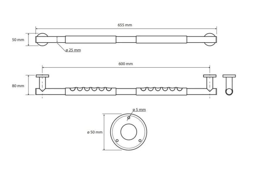 Поручень для ванной Bemeta Omega прямой 104507681 (детальная фотография), современные, hi-tech