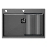 Мойка для кухни Paulmark Vast-Pro 75 см вороненая сталь