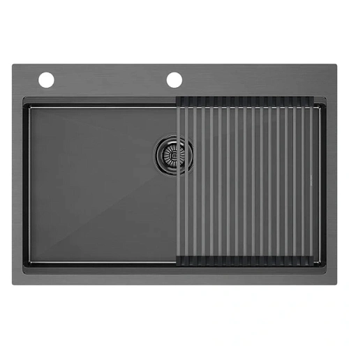 Мойка для кухни Paulmark Vast-Pro 75 см вороненая сталь - фото 3