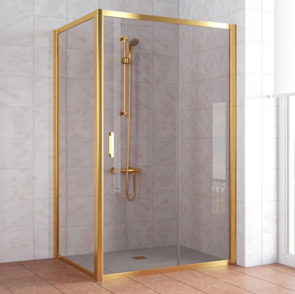 Душевой уголок профиль золотой стекло бронза Vegas-glass ZP+ZPV 120*90 09 05 (детальная фотография)
