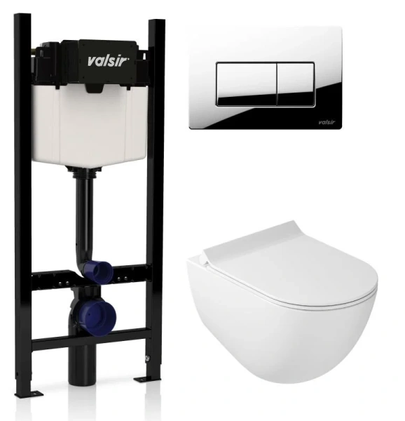 Унитаз с инсталляцией Valsir Dream с клавишей хром KIT VSCR 7317 Std P1 (детальная фотография)