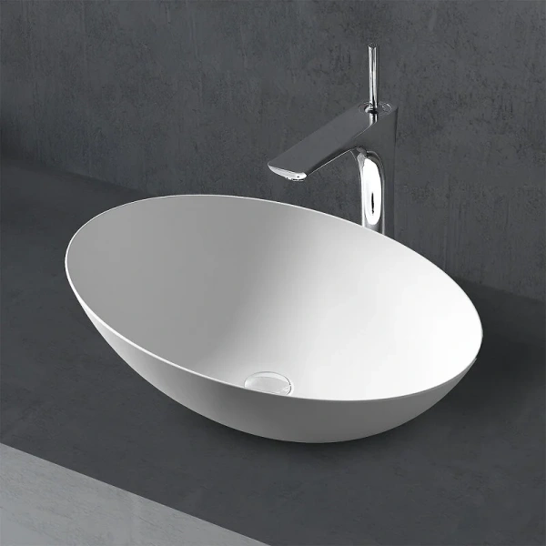 Раковина Abber Stein 50 см белая матовая AS2609 (детальная фотография), накладные (на столешницу), пристенные