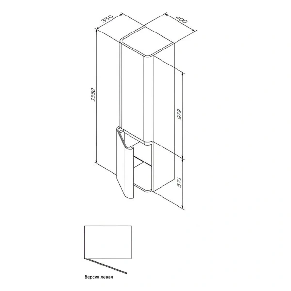 Шкаф-пенал подвесной Am.Pm Sensation 40 см левый орех M30CHL0406NF (детальная фотография), в наличии