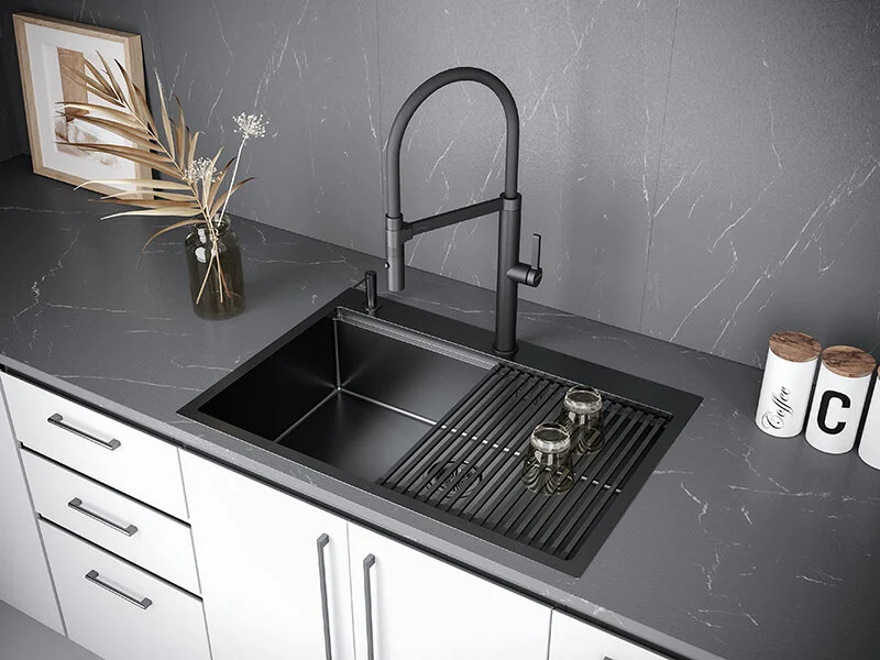 Мойка для кухни Paulmark Vast-Pro 75 см вороненая сталь PM707551-GM (детальная фотография), другие
