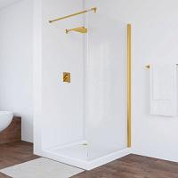 Душевая перегородка профиль золотой стекло шиншилла Vegas-glass