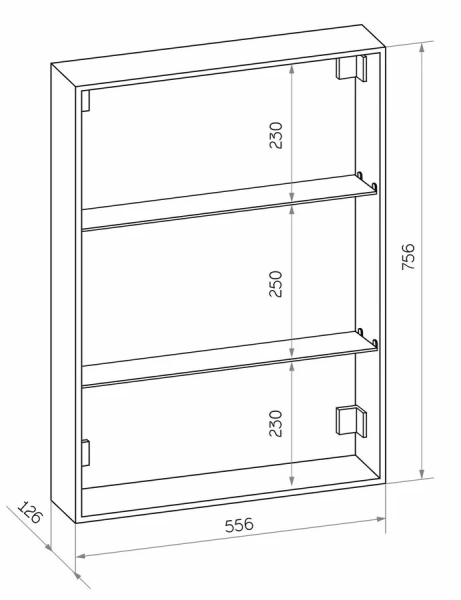 Зеркальный шкаф с подсветкой Misty Алюр 60 см правый, с розеткой МВК005 (детальная фотография), 60 см
